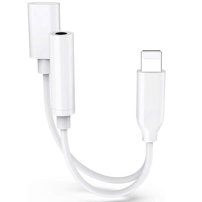 2in1 IPhone Adapter Splitter Dual Headphone Jack AUX Audio C