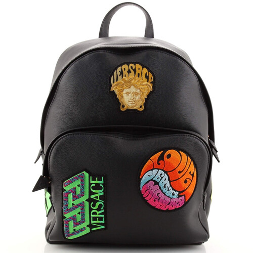 NEW Versace Parfums Blue Black Nylon Medusa Logo Backpack