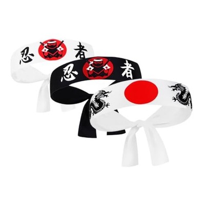 UKCOCO 3 pièces Bandeau Ninja Japonais pour Hommes Accessoires Respirants Pol...