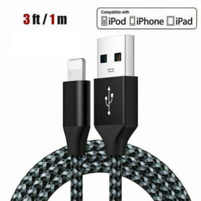 3 Pack Fast Charger Cable Heavy Duty For iPhone 13 12 11 X XR 8 7 Charging Cord
