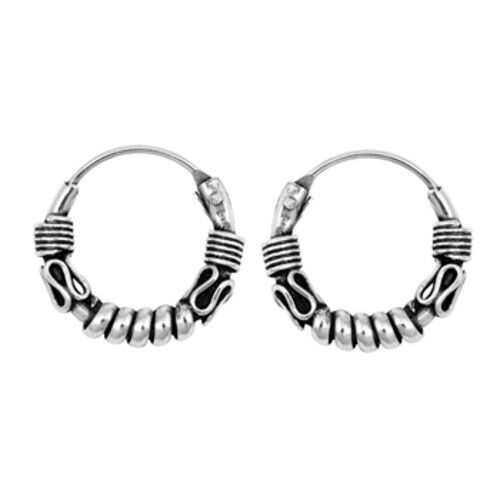 Bali Hoop Earrings Genuine Sterling Silver 925 Thickness 1-3mm Diameter