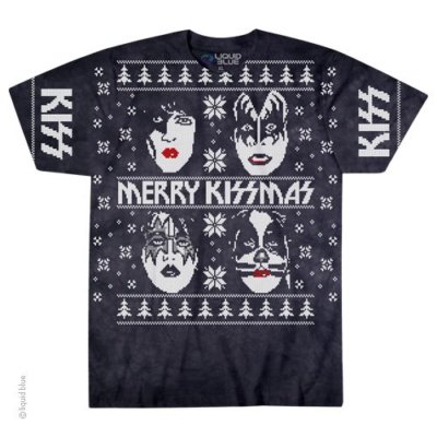 KISS-MERRY KISSMAS-Black TSHIRT S-M-L-XL-XXL CHRISTMAS- Simmons-LARGE PRINT