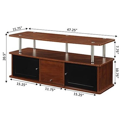 Designs2go Tv Stand With 3 Storage Cabinets And Shelf Cherry