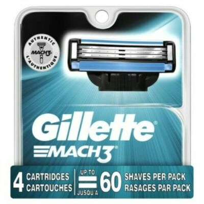 4 Cartridge Pack : Gillette Mach3 Men's Razor Blade Cartridges Refills 