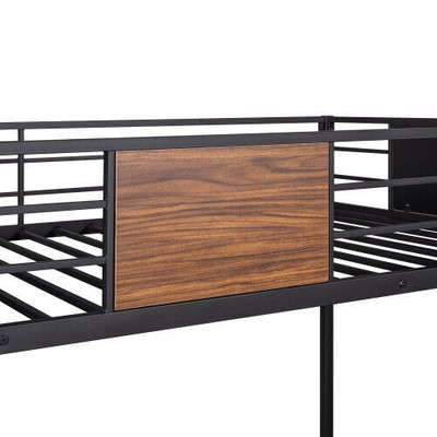 Twin-over-full bunk bed modern style steel frame bunk bed with safety rail US
