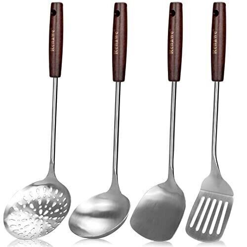 15 Inch Large Spatula Slotted Turner Soup Ladle Stainless Steel Wok Spatula S...