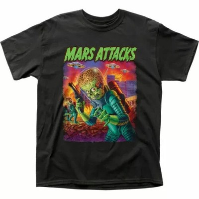 ~HOT NEW~ Mars Attacks UFOs Attack T-Shirt Mens Licensed Movie UFO Aliens Tee