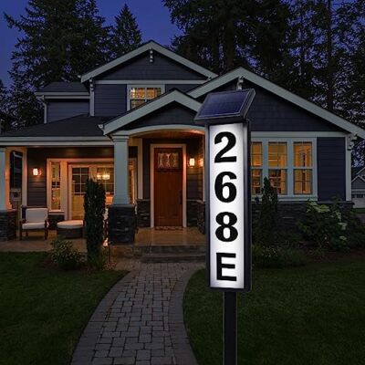 Solar Address Sign Lighted Solar House Numbers for Outside Address Plaques fo...