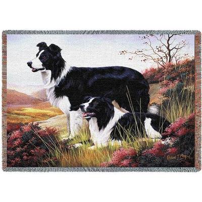 Throw Tapestry Afghan - Border Collie Pair by Robert May 1123 IN STOCK