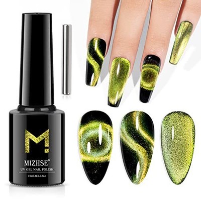 MIZHSE 9D Cat Eye Gel Nail Polish 10ml, Holographic Galaxy Cateye Magnetic
