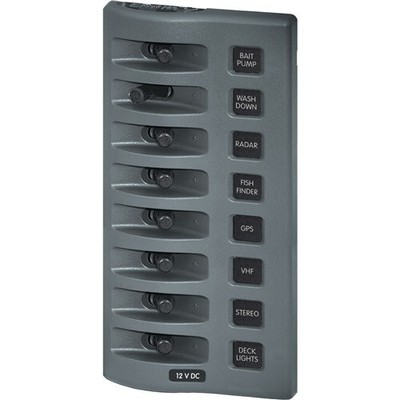 BLUE SEA 4309 WEATHERDECK PANEL 8 POSITION NO CIRCUIT 4309