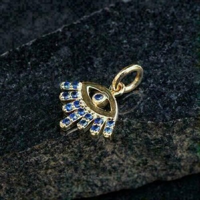 1.50Ct Round Lab Created Sapphire Women's Eyes Pendant 14K Yellow Gold Plated