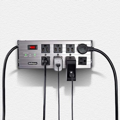 StarTech.com 8-Outlet Industrial Power Strip 125V/15A, EMI/RFI Isolation, Surge