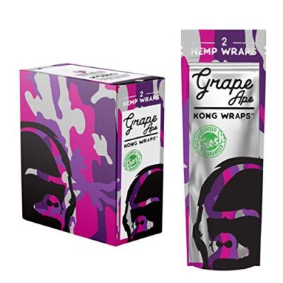Kong Wraps Natural Herbal Wraps GRAPE APE (Full Display Box 25 Pouches of 2)