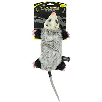 Real Skinz Plush Dog Toy with Squeaker, Opossum, for All Breed Sizes