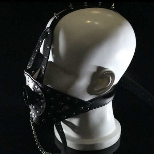 FUNNEL HEAD HARNESS fluid liquid feeder gag muzzle face nozzle bong Studded