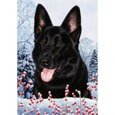 Winter House Flag - Black German Shepherd ...