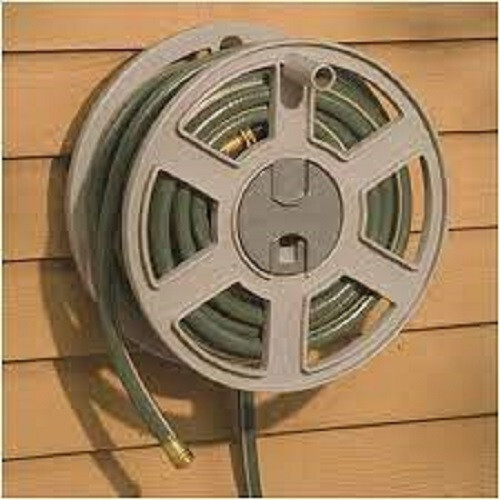 Suncast 100 ft. Sidewinder® Mounted Resin Hose Reel, Taupe