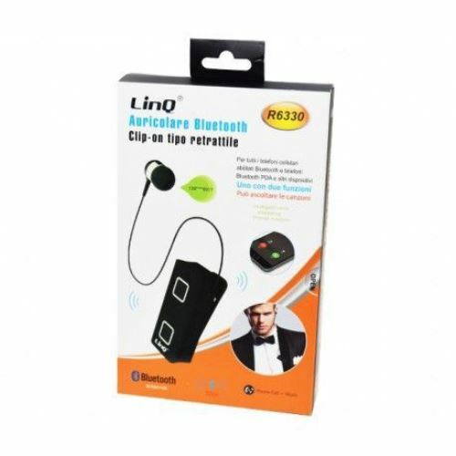 Auricolare Stereo Bluetooth Con Clip-On Retrattile Linq R6330