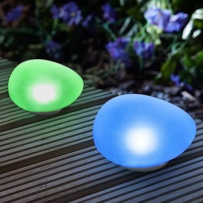 Outdoor Waterproof 2-pack Solar Pebble Garden Lights Decorative ...