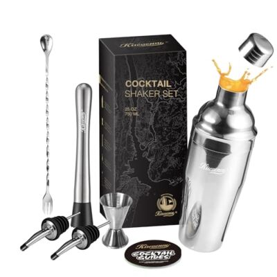 Cocktail Shaker Set with Velvet Bag, 7 Pieces Bartender Kit: 25 oz Martini Sh...