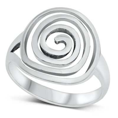Trendy Swirl Spiral Ring Simple Oxidize 925 Sterling Silver Band Sizes 6-13 NEW