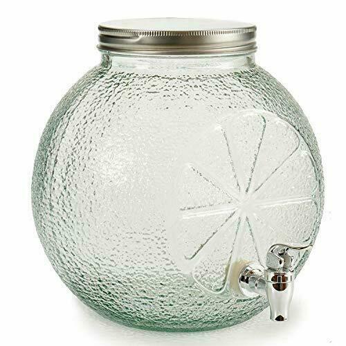 Barattolo Dispenser Contenitore In Vetro 8Lt Con Rubinetto Vino Acqua Arancia