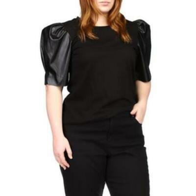 

Michael Michael Kors Плюс Размер Топ из искусственной кожи с пышными рукавами Черный Размер, Black