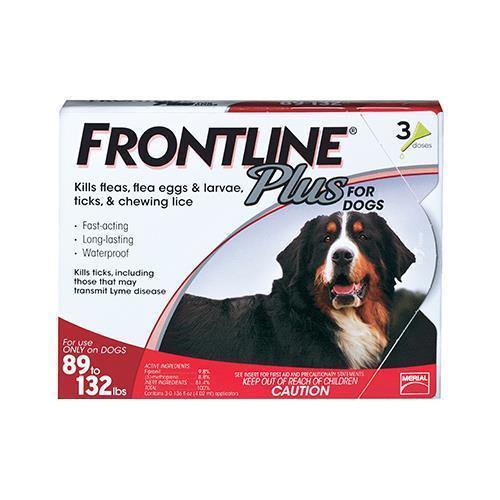 New Frontline Plus Flea And Tick Control For Dogs 89-132 Lbs - 3 Mo Supply