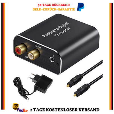 Analog Digital Wandler Audioadapter optischem Kabel und Netzteil kompatibel