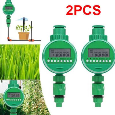 2Pc Electronic Automatic Garden Drip Irrigation Watering Timer Controller System