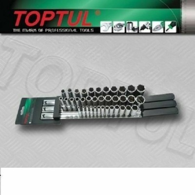 TOPTUL 37 Piece 1/4, 3/8, 1/2'' 6PT Deep Socket Rail Set TT-GAAQ3703