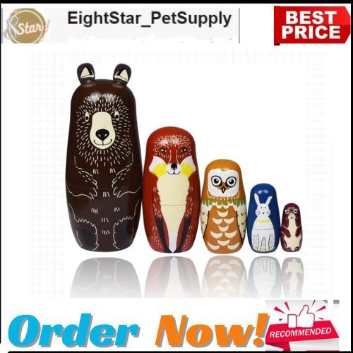 Russian Matryoshka Dolls For Kids Wood Stacking Nested Set 5