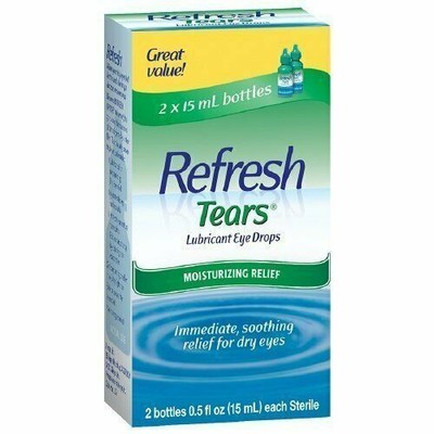 Refresh Tears Lubricant Eye Drops For Dry Eyes Moisturizing Relief 0.5 Oz 2 Pack