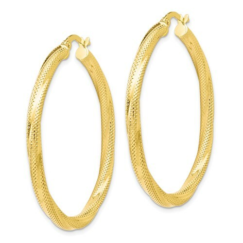 Pre-owned Superdealsforeverything Real 10kt Yellow Gold Twisted Hinged Hoop Earrings