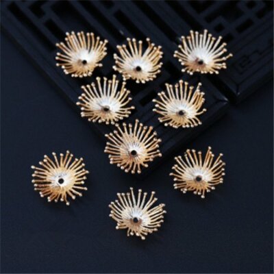 10Pcs Copper Flower Pistil Stamen Bead End Caps DIY Jewelry Accessories HH6923