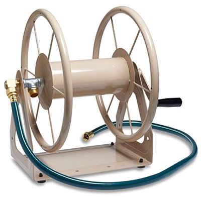 Liberty Garden 703-1 Multi-Purpose Steel Garden Wall/Floor Mount Hose Reel, Tan