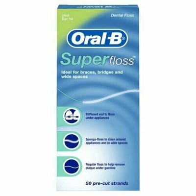 Oral B Super Dental Floss Precut Strands Clean Remove Plaque Mint 50ct 2 Pack