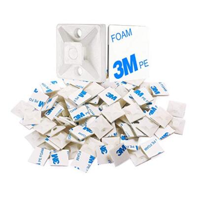 100 Pcs 1.1 White Self Adhesive Cable Zip Tie Mounts Wire Cable Clips Holders M