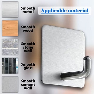 Adhesive Hooks Heavy Duty Towel Hook on Wall Door Stainless Steel Towel Hooks...