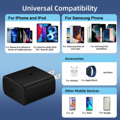45W Type USB C ⚡Super Fast Wall Charger+6ft Cable For Samsung Galaxy S22 S23 S21