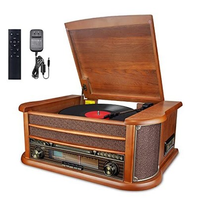 Record Player Vinyl Turntable Stereo Bookshelf Speakers, Vintage Hi-Fi System