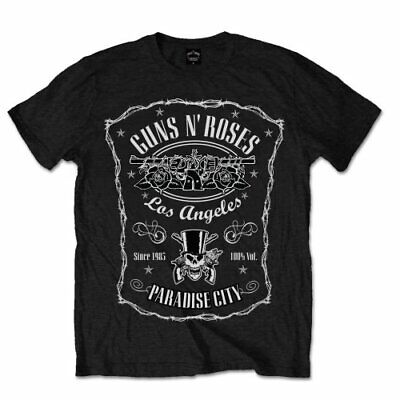 Official Guns N Roses T Shirt Paradise City Label Black Mens Classic Rock Tee