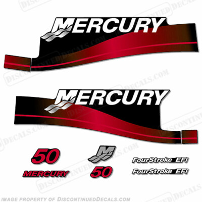Fits Mercury 50hp Fourstroke EFI Outboard Decals Reproductions Red