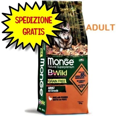 MONGE CANE CROCCHETTA BWILD GRAIN FREE ALL BREEDS ADULT ANATRA E PATATE 12KG