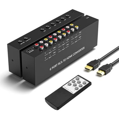 6 Port RCA to HDMI, 1080P/720P 6 Way AV  HDMI Converter Composite CVBS AV Switch