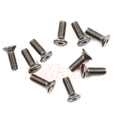 3Racing Titanium Machine M2.6x8 Flat Head Hex Socket 1:10 RC Cars #TS-FSM2608M
