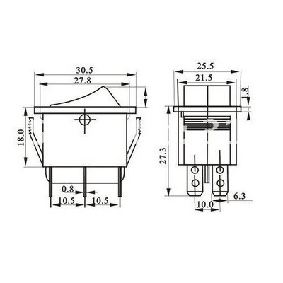 3-Position Momentary Rocker Switch 6-Pin Spring Return DPDT 16A 250V Car Hoist