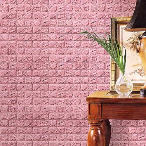 Pannello Spugna 3d Mattoni Rosa Adesivo Pareti Sfondo Casa Muri 30x60cm dfh