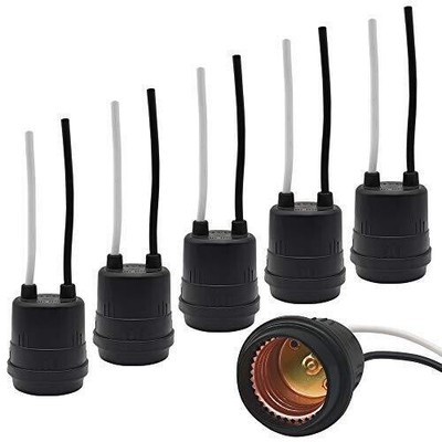 NEW- Waterproof Lamp Socket, 6 Pack Black Pigtail Lamp Holder Socket, E26/E27